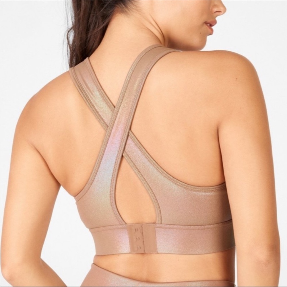 Fabletics Blare Cross-Back High Impact Mocha Irid… - image 2